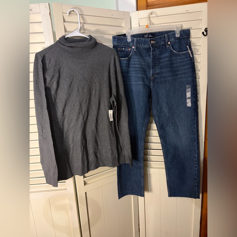 Two piece PREMIUM outfit including Gap jeans and an Amazon Essentials Sweater